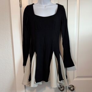 RIHOAS Black and Cream Long Sleeve Dress